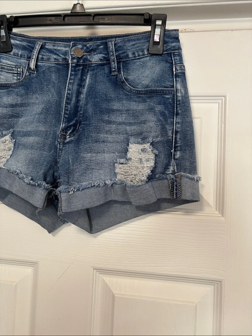 Distressed Blue denim shorts